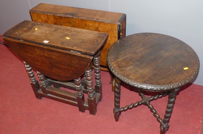 Lot 710 - A joined oak bobbin turned gateleg occasional...