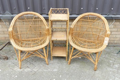 Lot 727 - A pair of wicker conservatory chairs, together...