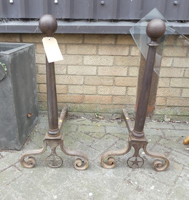 Lot 728 - A pair of circa 1900 cast iron fire dogs,...