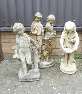 Lot 730 - Three various reconstituted stone standing...