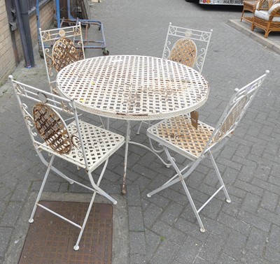 Lot 735 - A French style white painted wrought and...