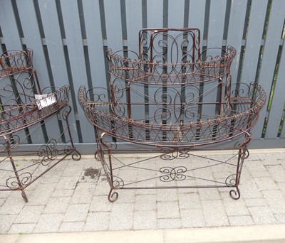 Lot 737 - A pair of contemporary wired metal demi-lune...