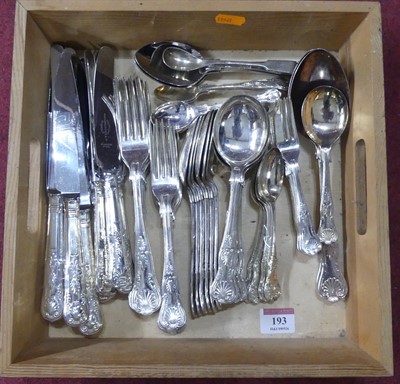 Lot 193 - A silver plated Kings pattern part cutlery...