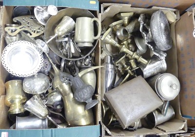 Lot 199 - Two boxes of assorted metalware, to include...