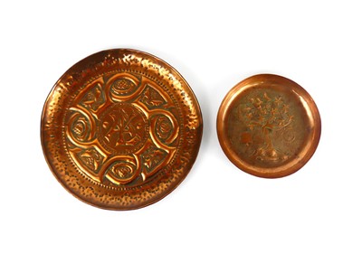 Lot 338 - An Irish Arts & Crafts copper circular dish,...