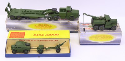 Lot 902 - Dinky Toys group of 3 playworn military...