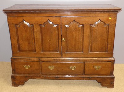 Lot 656 - An oak converted double door mule chest,...