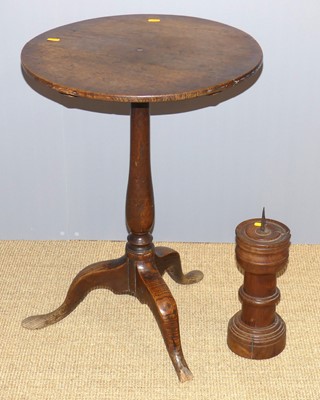 Lot 655 - A circa 1800 provincial oak tripod table (with...