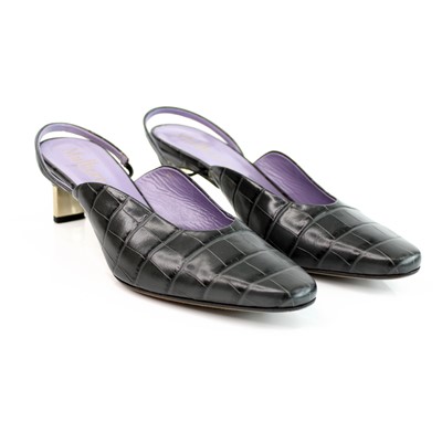 Lot 299 - Vintage Mulberry black crocodile-effect...