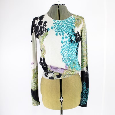 Lot 308 - Etro - Printed fine knit silk cashmere jumper...