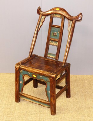 Lot 648 - A 20th century Chinese elm yoke back chair,...