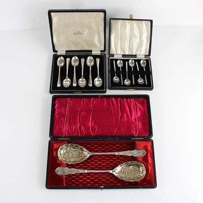 Lot 240 - A cased set of six mid-century silver...