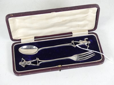 Lot 382 - A cased Edwardian silver dessert fork and...