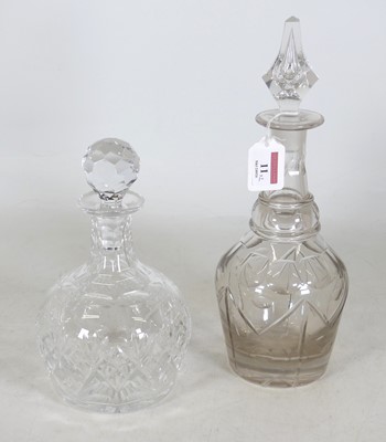 Lot 11 - A 19th century cut glass decanter, of mallet...