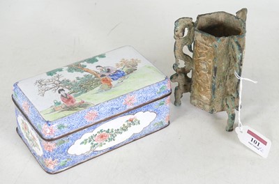 Lot 101 - A Chinese enamel box and cover, decorated with...