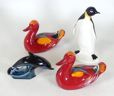 Lot 106 - A pair of Poole 'Delphis' pattern ducks,...