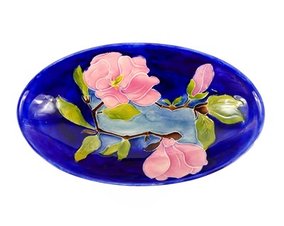 Lot 154 - A Moorcroft Pink Magnolia pattern pottery oval...