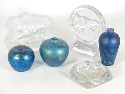 Lot 111 - An iridescent studio glass bud vase, h.12cm,...