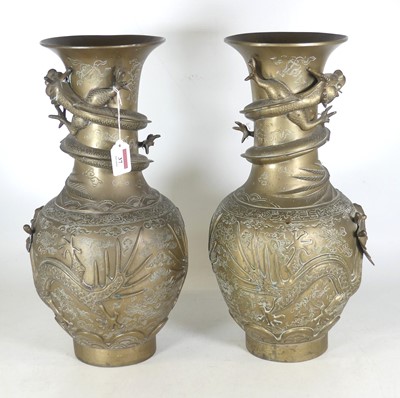 Lot 37 - A pair of early 20th century Japanese brass...