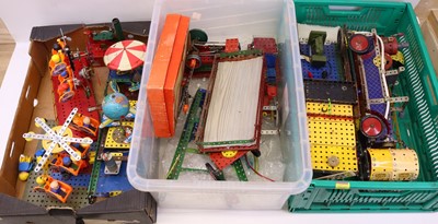 Lot 419 - Three boxes containing various built Meccano...
