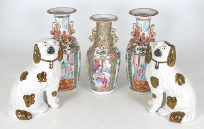 Lot 84 - A pair of Chinese Canton porcelain vases,...