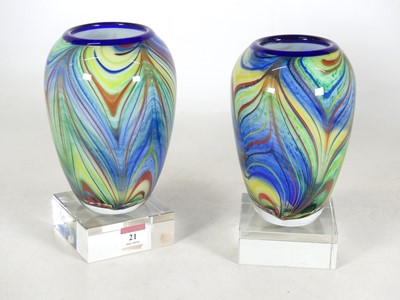 Lot 21 - A pair of contemporary Murano style glass...