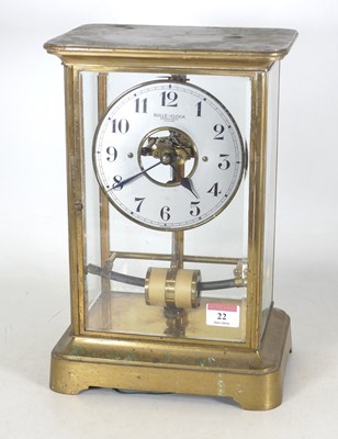 Lot 22 - A Bulle electric four glass mantel clock, the...