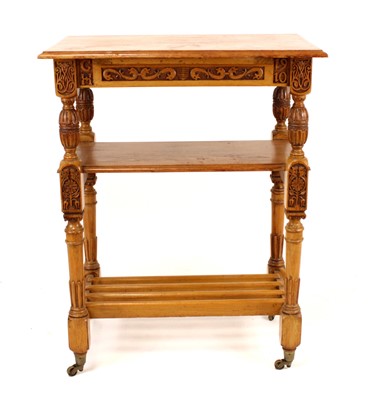 Lot 381 - An Arts & Crafts limed oak whatnot, of tiered...
