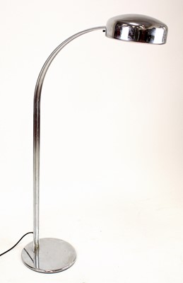 Lot 377 - A 1970s chrome floor lamp, the circular domed...