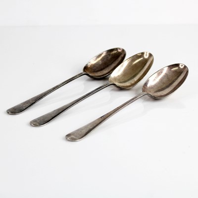 Lot 233 - A set of three silver tablespoons, in the...