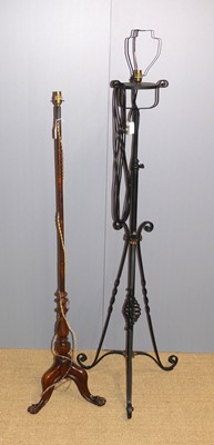 Lot 602 - A mahogany standard lamp, together with a...
