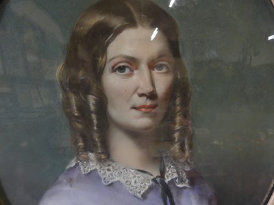 Lot 524 - C19th English school, Bust portrait of Mrs H.D....