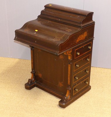 Lot 726 - A 19th century mahogany and inlaid davenport,...