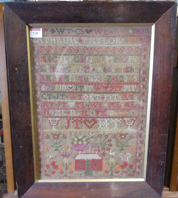 Lot 528 - An early Victorian needlework alphabet and...