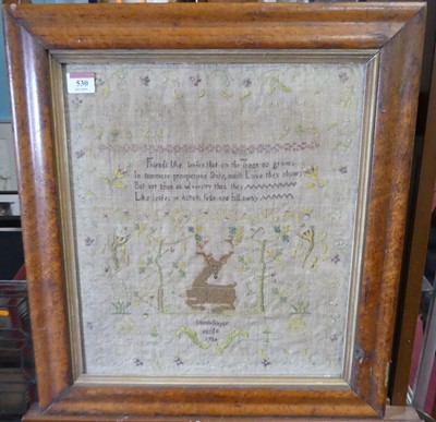 Lot 530 - Sarah Sayer - a George III needlework verse...