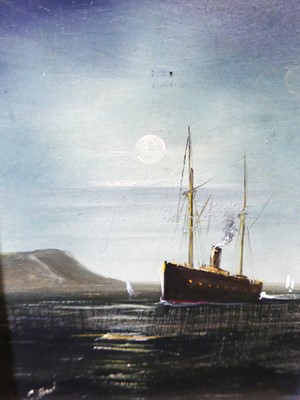 Lot 540 - Early 20th century school - Moonlit harbour...