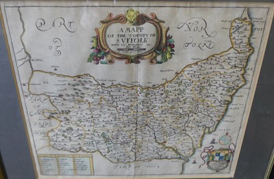 Lot 554 - Richard Blome - engraved county map of Suffolk...