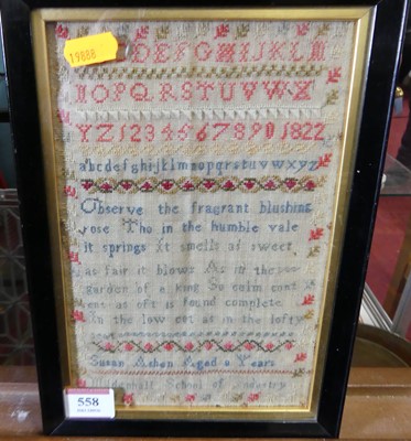 Lot 558 - Susan Ashen - a mid-19th century needlework...