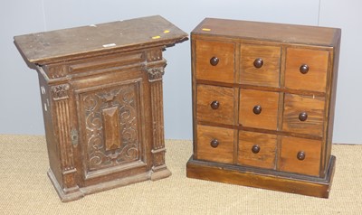 Lot 628 - A Circa 1900 oak carved hanging wall cabinet,...