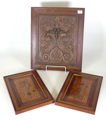 Lot 10 - A late 19th century relief carved oak panel,...