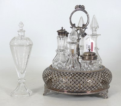 Lot 16 - A Victorian silver plated bottle cruet, the...