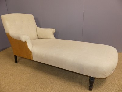 Lot 691 - A 19th century plain upholstered day bed, w.80cm