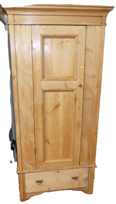 Lot 608 - A rustic pine single door wardrobe, with...