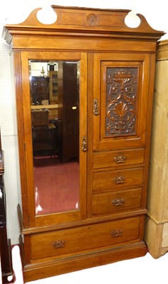 Lot 609 - A late Victorian walnut compactum wardrobe,...