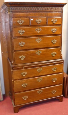 Lot 611 - A George III mahogany chest on chest, the...