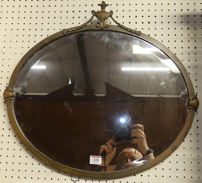 Lot 618 - An early 20th century brass framed bevelled...