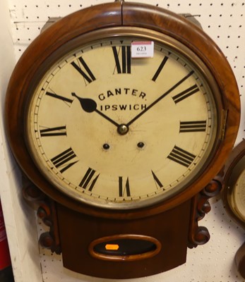 Lot 623 - A Victorian walnut circular drop trunk wall...