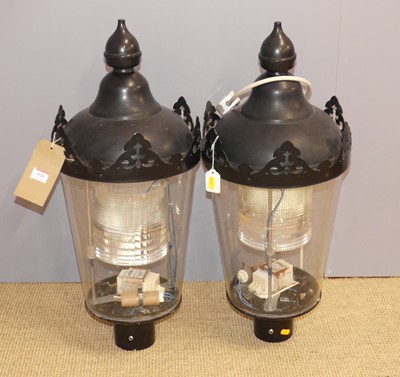 Lot 626 - A pair of black painted metal and perspex...