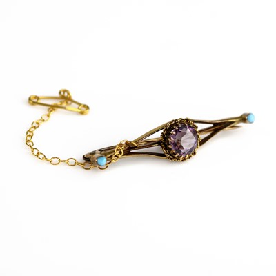 Lot 311 - An Edwardian yellow metal, amethyst and...