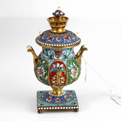 Lot 340 - A Russian silver-gilt and enamel miniature...